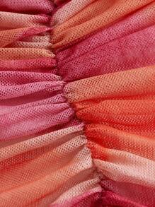 Aveloria Top de tie dye fruncido de malla