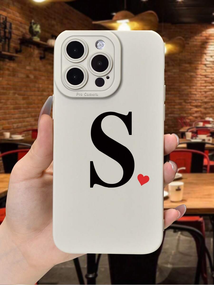 Heart & Letter Graphic Phone Case - Multicolor - View 1