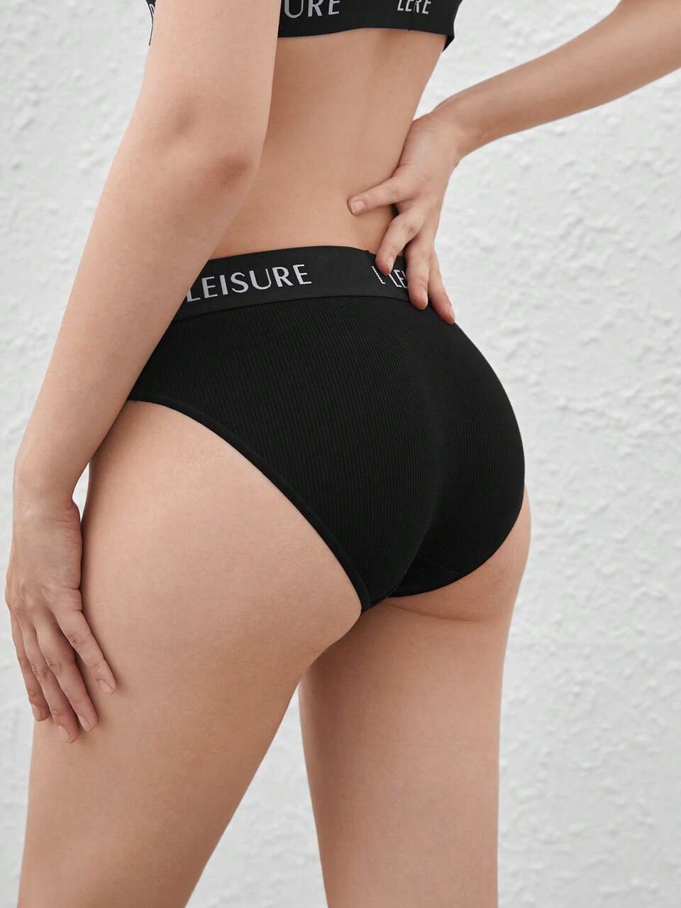 Leisure Smooth & Comfy Waist Letter Tape Bra And Brief Set