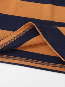 Young Boy Striped Contrast Collar Polo Shirt - Multicolor - View 4