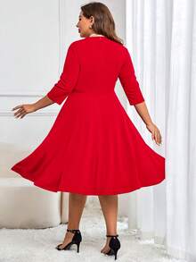 MUXXN Hơn Cổ Trái tim Xù Đầm - Đỏ - Xem 2