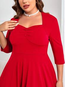 MUXXN Hơn Cổ Trái tim Xù Đầm - Đỏ - Xem 5