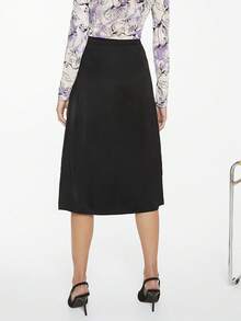 BizChic Solid Knot Side Wrap Skirt - Black - View 2