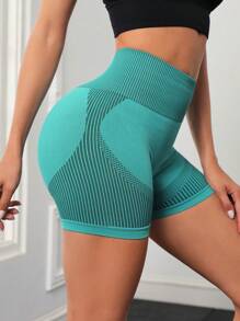 Easithlete Seamless Wideband Waist Sports ShortsWomen Sweat Short, Gym Short, Biker Short - Cadet Blue - View 5