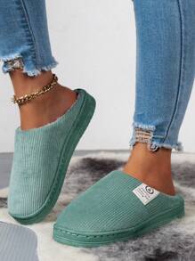 Dép đi trong nhà/ngoài trời dày dặn chống trượt màu trơn dày dặn dành cho nữ mùa thu/đông - màu xanh lá - Xem 2