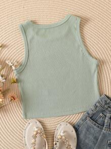 INAWLY Butterfly & Slogan Graphic Ribbed Knit Tank Top When The Flowers Are In Bloom