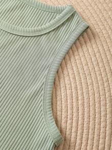 INAWLY Butterfly & Slogan Graphic Ribbed Knit Tank Top When The Flowers Are In Bloom