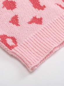 SHEIN 女大童圖形圖案小高領套頭毛衣 - 粉色 - 查看 4
