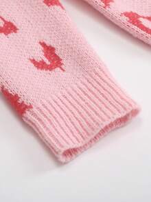 SHEIN 女大童圖形圖案小高領套頭毛衣 - 粉色 - 查看 5