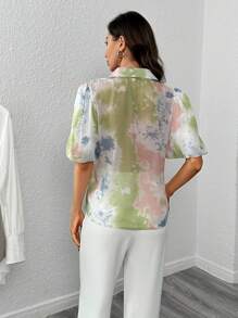 SHEIN Clasi 紮染前紐扣襯衫 - 彩色 - 查看 2