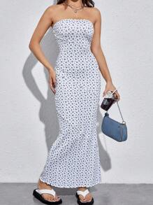 SHEIN EZwear 碎花抹胸洋裝 - 彩色 - 查看 5