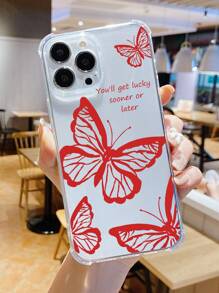 Butterfly Pattern Phone Case - Red - View 1