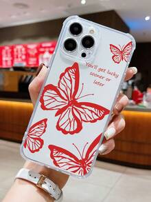 Butterfly Pattern Phone Case - Red - View 2