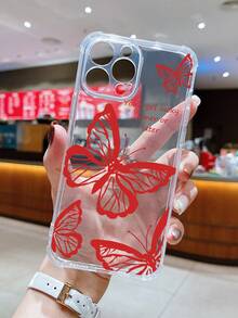 Butterfly Pattern Phone Case - Red - View 3
