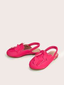 女孩蝴蝶裝飾露跟平底鞋適用於戶外