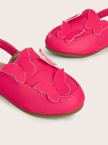 女孩蝴蝶裝飾露跟平底鞋適用於戶外