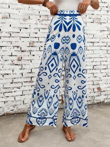 SHEIN VCAY Pantaloni a gamba larga con stampa argyle