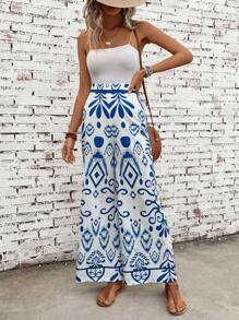 SHEIN VCAY Pantaloni a gamba larga con stampa argyle