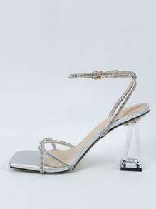 Brown Leopard Print High Heel Slip-On Sandals Party Casual Slippers Women Summer Shoes Valentines - Silver - View 4