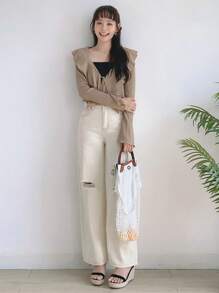 DAZY Ripped Straight Leg Jeans - White - View 10