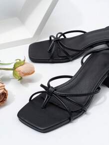 Women Chunky Heeled Strappy Thong Sandals, Fashion Summer Heeled Sandals