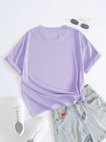 INAWLY Camiseta con estampado de dinosaurio de dibujos animados - Púrpura malva - Ver 2