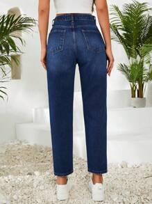 EURMUSE Blugi damă cu talie înaltă, conici, casual, versatili, cu buzunare