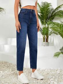 EURMUSE Blugi damă cu talie înaltă, conici, casual, versatili, cu buzunare