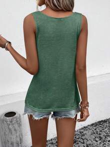 SHEIN LUNE 垂領圓環細節背心上衣 - 綠色 - 查看 2