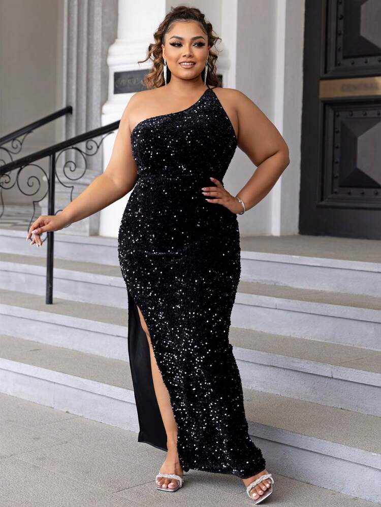 plus size black sequin dress Yours London Women's Skater Midi Size 12 youll be the best dressed genius in the class of 2023 Joyfunear Plus Size One Shoulder