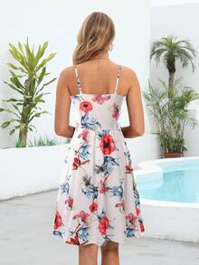 Floral Print Cami Dress - White - View 2
