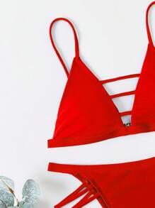 Cut-Out Bikini Set For Summer Beach - Red - View 4