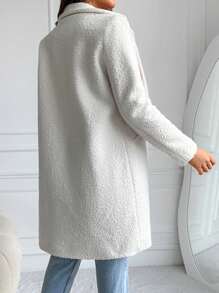 RueChic Lapel Neck Single Button Overcoat - White - View 2