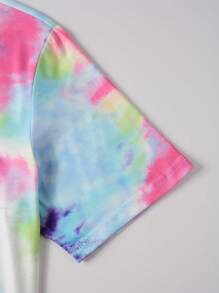 Manfinity Hypemode Aesthetic Post--Men Tie Dye Tee & Drawstring Waist Shorts - Multicolor - View 6