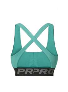 SHEIN Sports 3Pcs Letter Tape Sports Set Workout Clothes - Multicolor - View 3