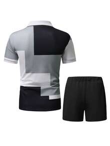 Manfinity Homme 男士撞色POLO衫&短褲 - 彩色 - 查看 2