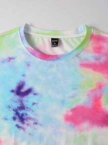 Manfinity Hypemode Aesthetic Post--Men Tie Dye Tee & Drawstring Waist Shorts - Multicolor - View 7