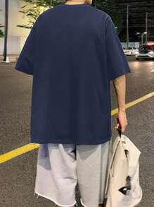 Áo thun nam Lá thư Giải trí - Màu xanh hải quân - Xem 2