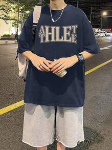 Áo thun nam Lá thư Giải trí - Màu xanh hải quân - Xem 3