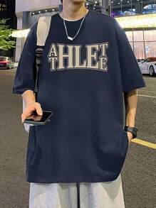 Áo thun nam Lá thư Giải trí - Màu xanh hải quân - Xem 4