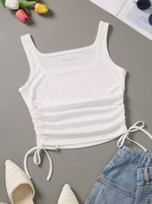 INAWLY Áo khoác và áo lót dành cho xe tăng nữ Xù Dây kéo màu trơn Giải trí - trắng - Xem 2