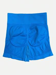 Yoga Basic Wide Waistband Sports Shorts - Blue - View 7
