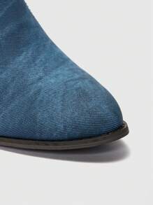 ROMWE Hippie Women Embroidery Detail Chunky Heeled Western Boots, Cool Outdoor Cowboy Boots - Màu xanh lam - Xem 5