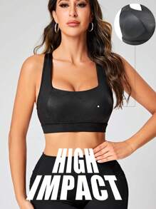 Easithlete 重大影響強力遮瑕運動型文胸 - 黑色 - 查看 1