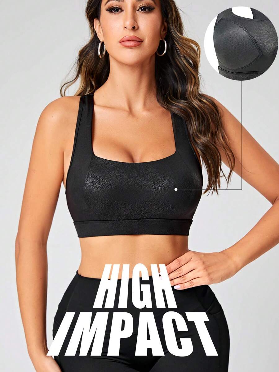 Easithlete 重大影響強力遮瑕運動型文胸 - 黑色 - 查看 1