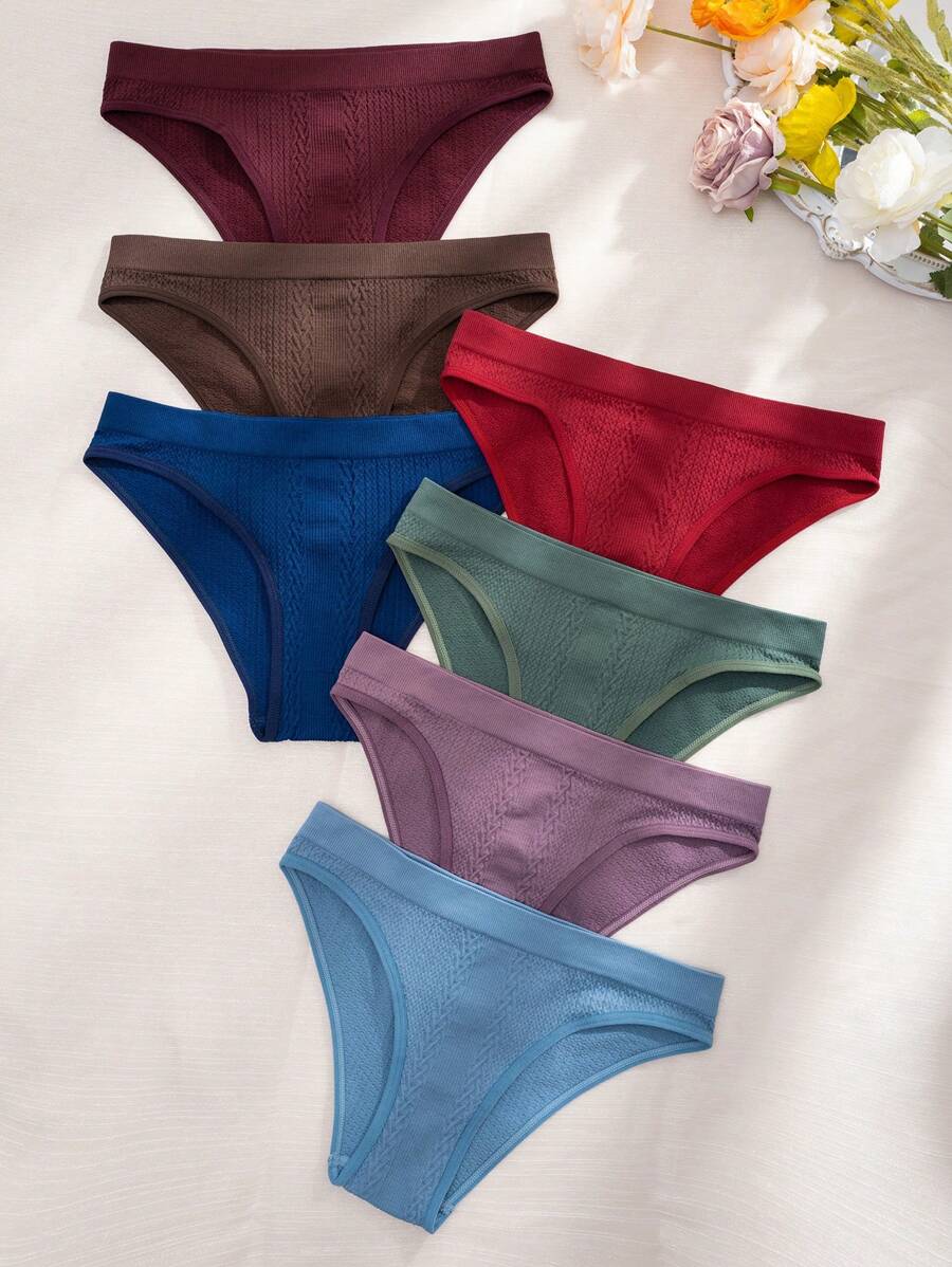 7 piezas Calzoncillos unicolor tejido de canalé