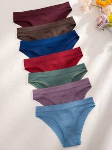 7 piezas Calzoncillos unicolor tejido de canalé