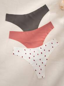 3pack Strawberry Print No Show Thong - Multicolor - View 4