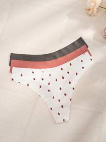 3pack Strawberry Print No Show Thong - Multicolor - View 5