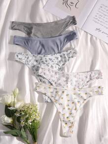 PetitDoll 5packs Ditsy Floral Print Sexy Thongs - Multicolor - View 1